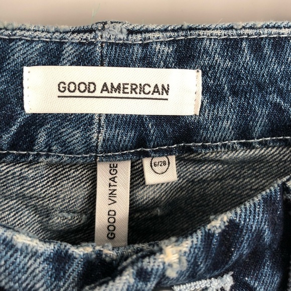 GOOD AMERICAN Good Vintage Straight Leg Jeans Distressed Ripped NWT 6 28 Hi Rise - Picture 4 of 8